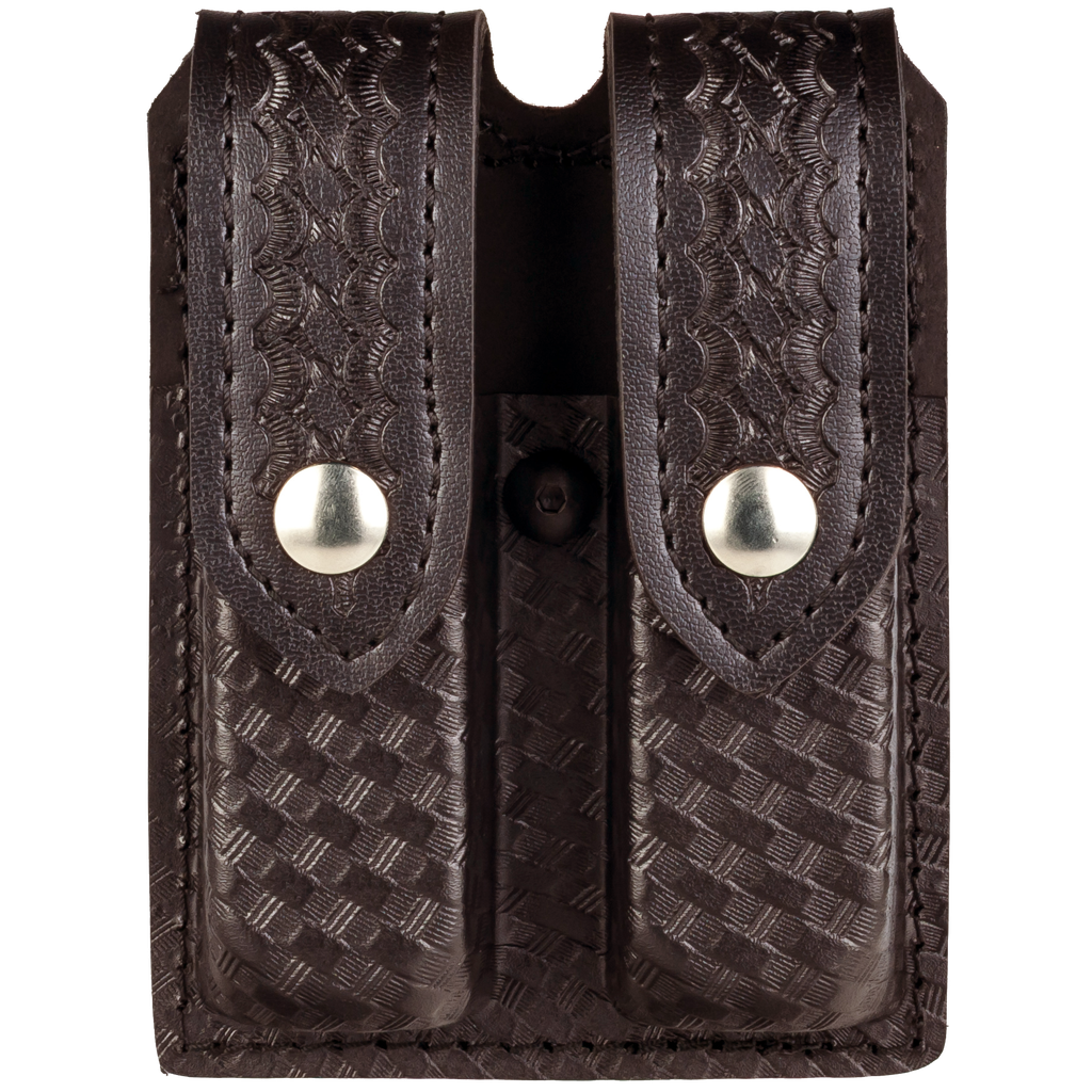 Brown Basketweave Double Handgun Mag Pouch