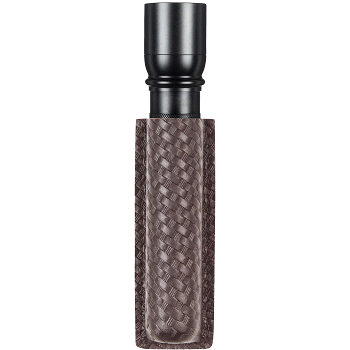 Brown Basketweave Open-Top Mini Flashlight Carrier