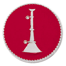 Blackinton Lieutenant One Vertical Bugle on a Red Background (Pair)