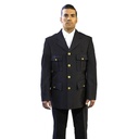 Anchor Single Breasted Polyester Wool Blend Coat with Top Patch Pockets and Bottom Flaps